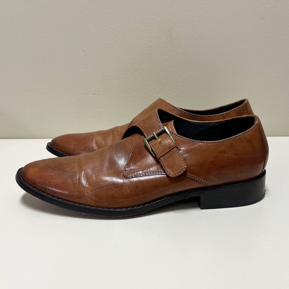 Cole Haan Brown Monk Strap Leather Dressing Cognac Shoes Mens Size 10 - Picture 7 of 8